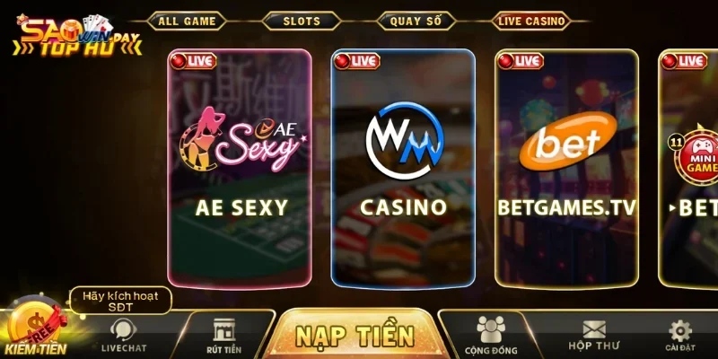 Danh Mục Game Live Casino Cuốn Hút Tại Cổng Game Sao win