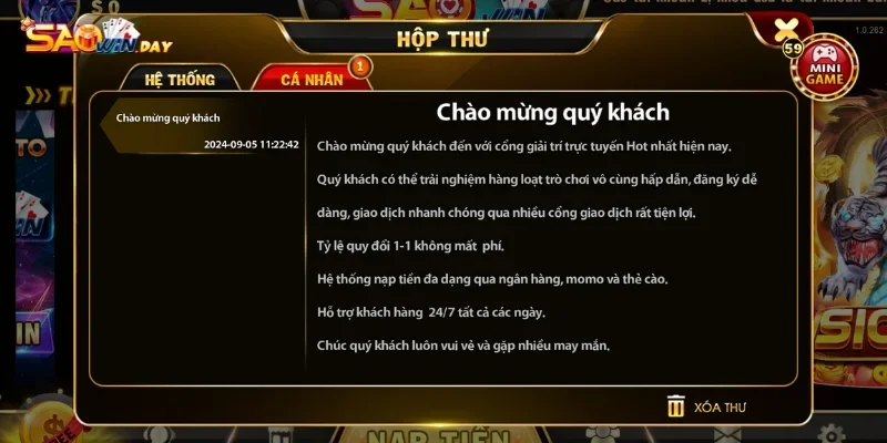 Tính Năng Hòm Thư Trong Cổng Game